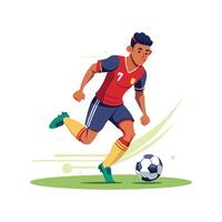 Football Player Making Solo Run Towards Goal vector