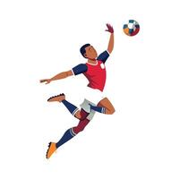 Football Player Blocking Cross with Head to Goal vector