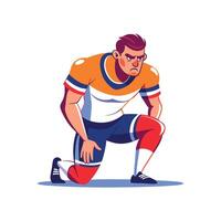 Football Player Regaining Breath After Sprint vector