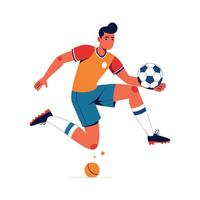 Talented Player Mastering Ball Control with Thigh vector