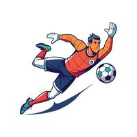 Dynamic Player Diving to Block Shot on Goal vector