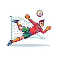 Exciting Player Diving to Prevent Shot on Goal vector