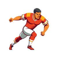 Dynamic Player Executing Shoulder Feint. vector