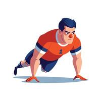 Dynamic Player Performing PushUps in Training vector