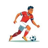 Football Player Dribbling Ball in Action vector