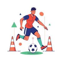 Challenging Obstacles for Football Dribble Play vector