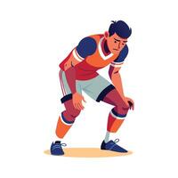 Football Player Adjusting Shin Guards Before Match. vector