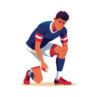 Football Player Setting Shin Guards Before Game vector
