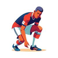 Adjusting Shin Guards by Football Player vector
