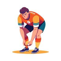 Football Player Setting Socks Before Game vector