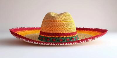 Colorful woven sombrero with intricate patterns perfect for summer celebrations and cultural festivals photo