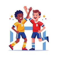 Dynamic High Five by Football Player vector