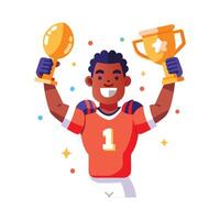 Exciting Trophy Hold by Football Player vector