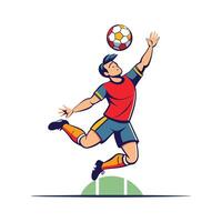 Dynamic Jump for Cross by Football Player vector