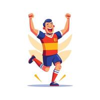 Exciting Victory Jump by Football Player vector
