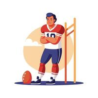 Football Player Leaning Against Goalpost vector