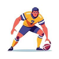 Football Player Blocking Pass from Opponent vector
