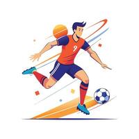 Football Player Quick One Touch Pass. vector