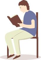 Man Reading a Book While Sitting. vector