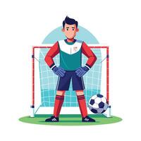 Football Player Setting Up to Block Penalty Kick vector