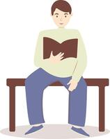 Man Reading a Book While Sitting in Flat Design vector