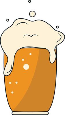 Illustration of Beer in the Glass with Cartoon Design