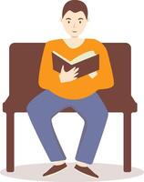 Man Reading a Book While Sitting vector