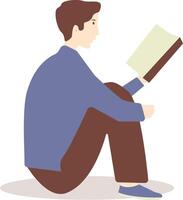 Man Reading a Book While Sitting with Flat Design. vector