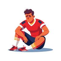 Football Player Resting on Ground After Game vector
