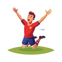 Athlete Joyfully Sliding on Knees After Goal vector