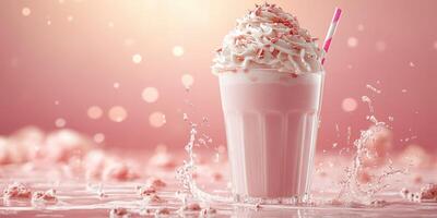 Delicious milkshake with whipped cream served in a glass at a lively summer event photo