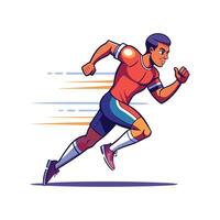 Football Player Sprinting to Secure Long Ball vector