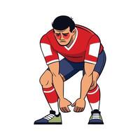 Football Player Reflecting with Hands on Knees vector