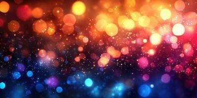 Vibrant bokeh lights create a mesmerizing pattern in a colorful display at night photo