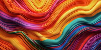 Vibrant waves of colorful fabric display intricate patterns and textures in a textile workshop during daylight photo