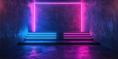 Vibrant neon lighting in an urban setting creates a captivating atmosphere for events and performances at night photo