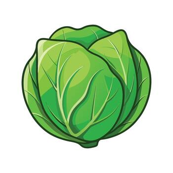 Flat Icon of Cabbage Leaf with Wrinkled Surface vector