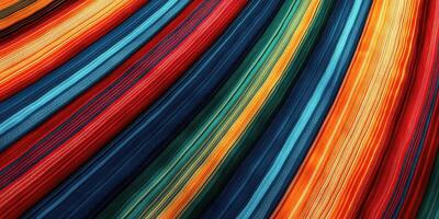 Vibrant woven fabric displaying colorful stripes in a traditional textile from a local artisan market photo