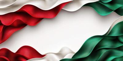 Ribbons of fabric in red, white, and green create an elegant border for celebration or event design photo