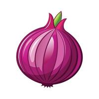 Single Red Onion with Layered Purple Skin vector