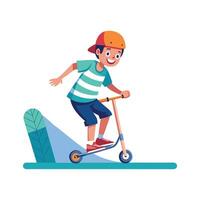 Exciting Scene of Boy on Scooter Ramp vector