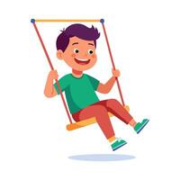 Dynamic Scene of Boy on a Swing vector