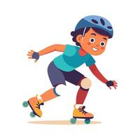 Thrilling Scene of Boy Rollerblading vector