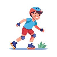 Dynamic Boy Rollerblading in the Park vector