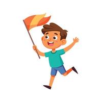 Excited Boy Holding a Flag While Running vector