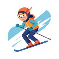 Joyful Boy Skiing Downhill with Glee vector