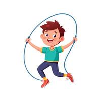 Happy Boy Enjoying Skipping Rope vector