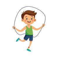 Creative Boy Skipping with a Jump Rope vector