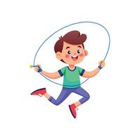 Dynamic Scene of Boy Skipping Rope. vector