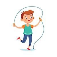 Dynamic Scene of Boy Skipping with Rope vector